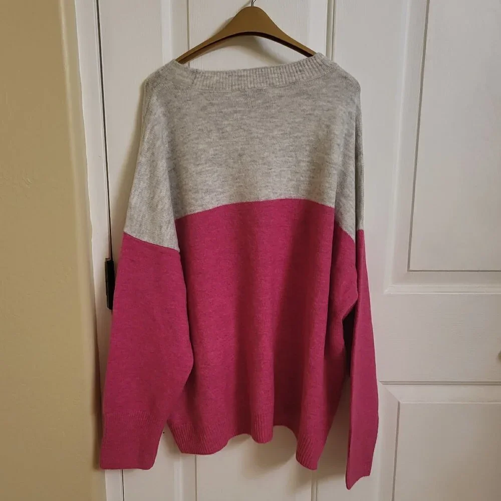 Vince Camuto Extended Shoulder Colorblock Sweater in Paradox Pink Sz: XL NWT - Picture 5 of 8